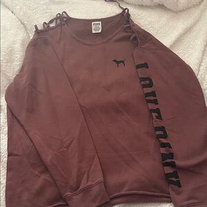 PINK Victoria's Secret Burgundy Sweatshirt with Black Accents